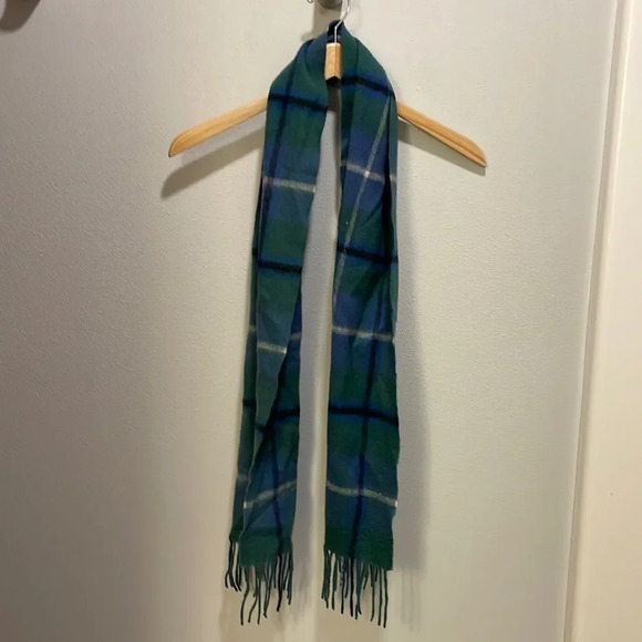 LOCHMERE cashmere blue green plaid woman’s scarf - Picture 1 of 8